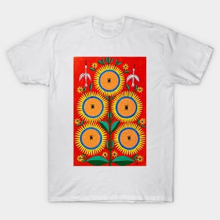 Maria Prymachenko, Sunflower with Bees, Famous Ukrainian Artist, Ukrainian Gift, Ukrainian Folk Art T-Shirt